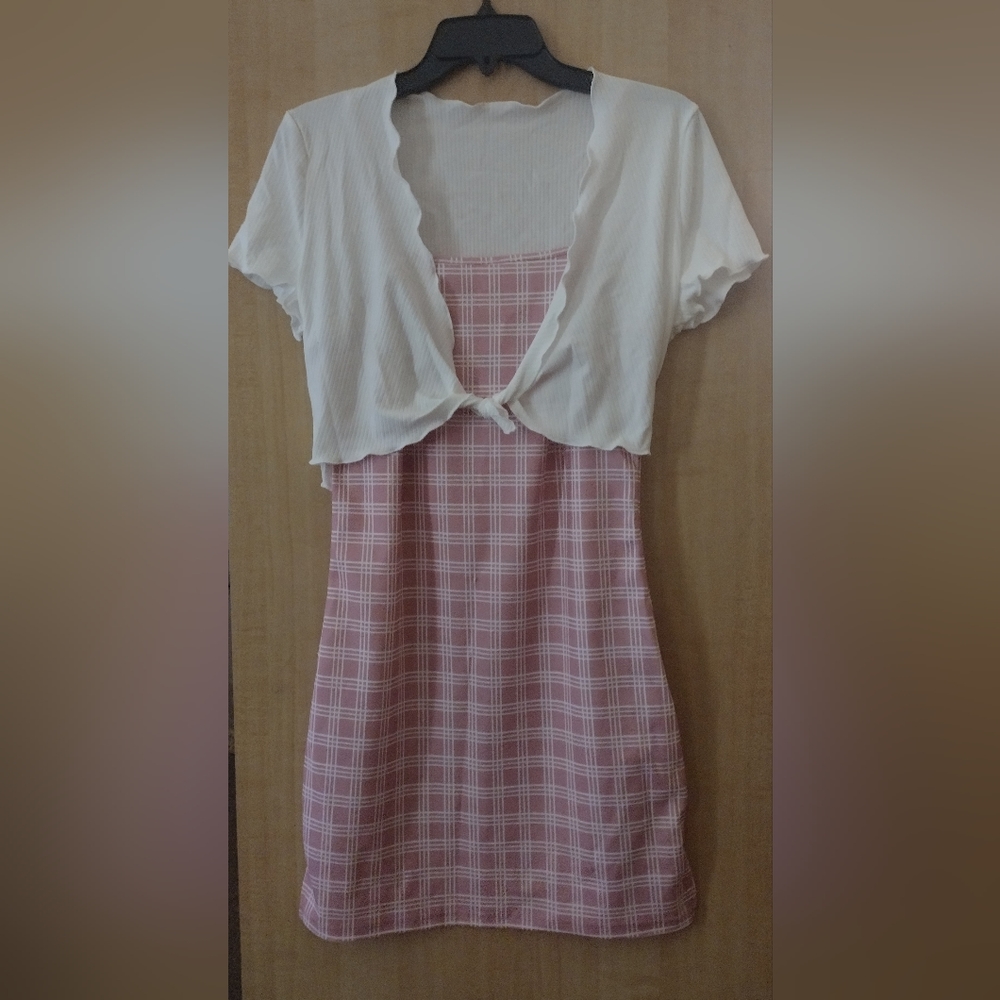 NEW pink plaid dress and top